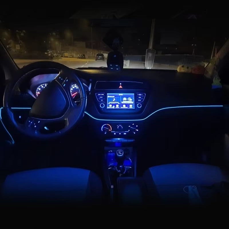 5M Car Interior Atmosphere Lighting LED Strip 5V DIY Flexible EL Cold Light Line Tube with USB Auto Decoration Ambient Lamp