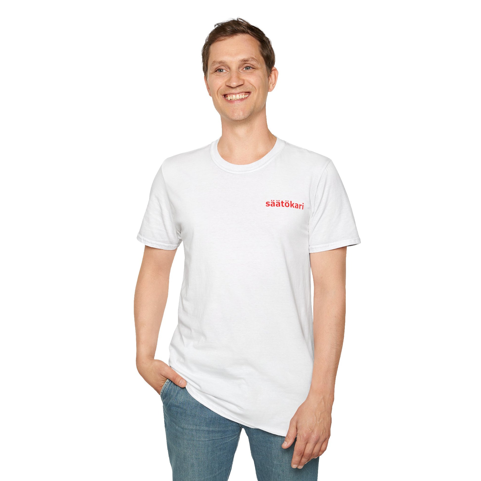 Minimalistinen Unisex Softstyle T-paita – 'säätökari'-printillä
Ajaton tyyli | Pehmeä puuvilla | Lahjaksi tai arkeen