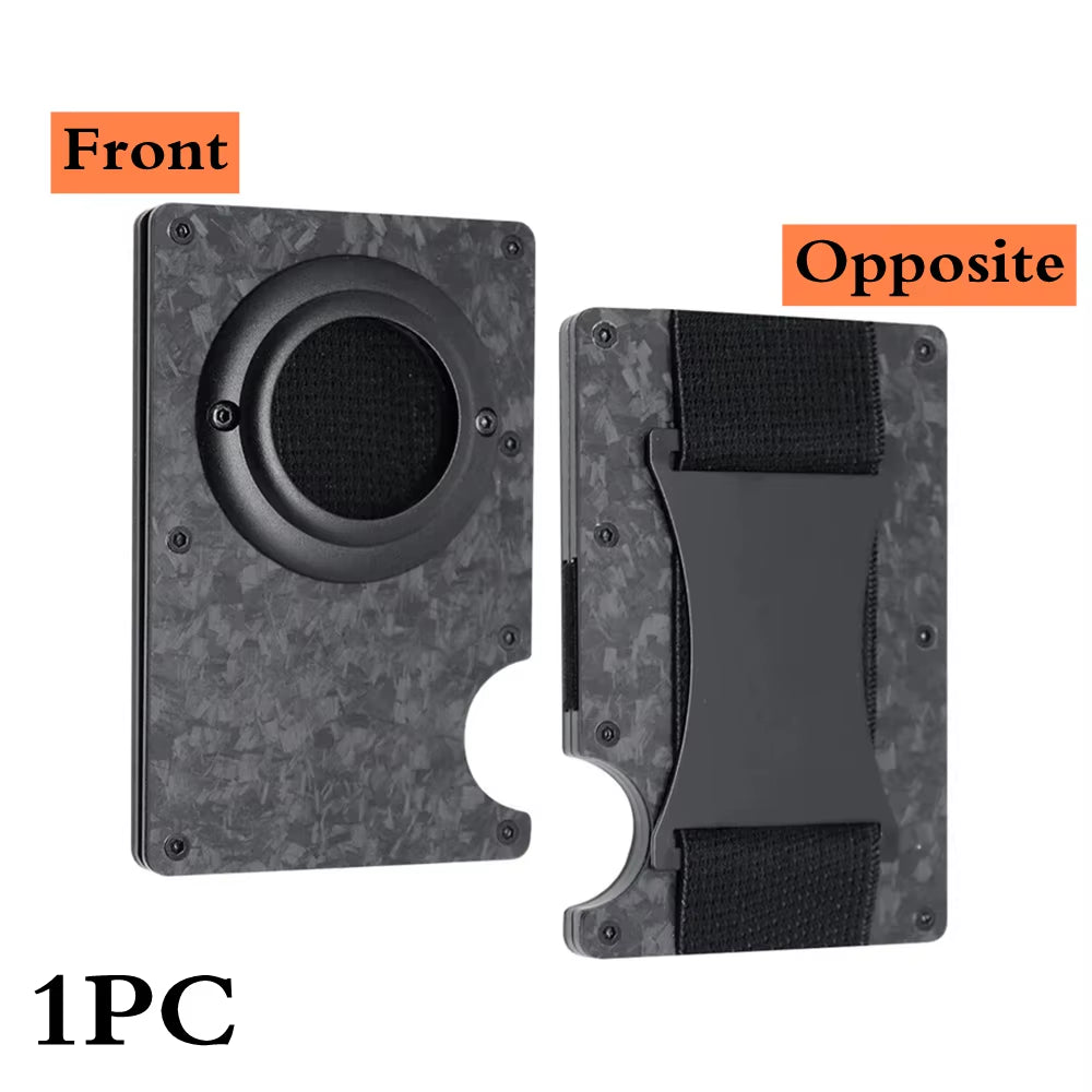 Minimalist Wallet with Airtag Holder and Money Clip - Aluminum RFID Blocking Mini Wallet with High Card Capacity