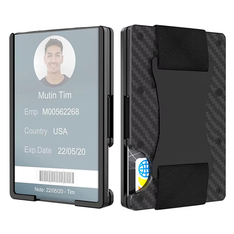 Minimalist Wallet with Airtag Holder and Money Clip - Aluminum RFID Blocking Mini Wallet with High Card Capacity