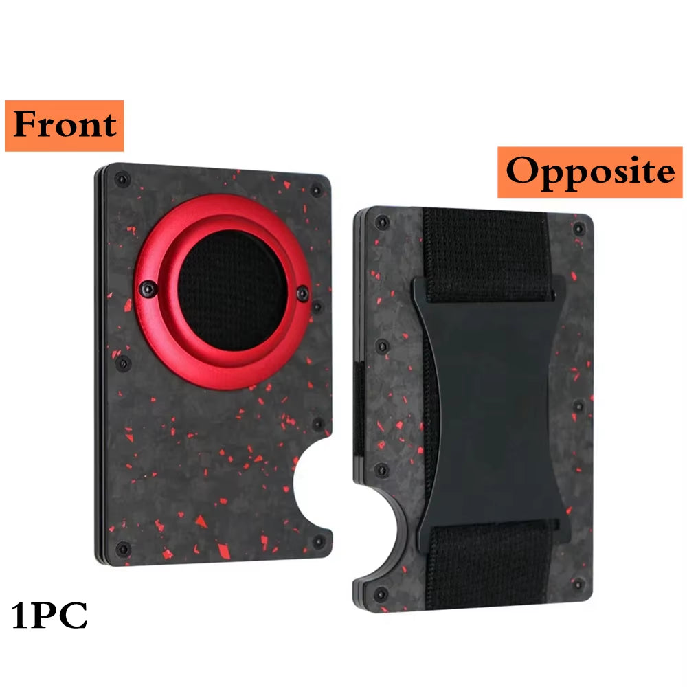 Minimalist Wallet with Airtag Holder and Money Clip - Aluminum RFID Blocking Mini Wallet with High Card Capacity