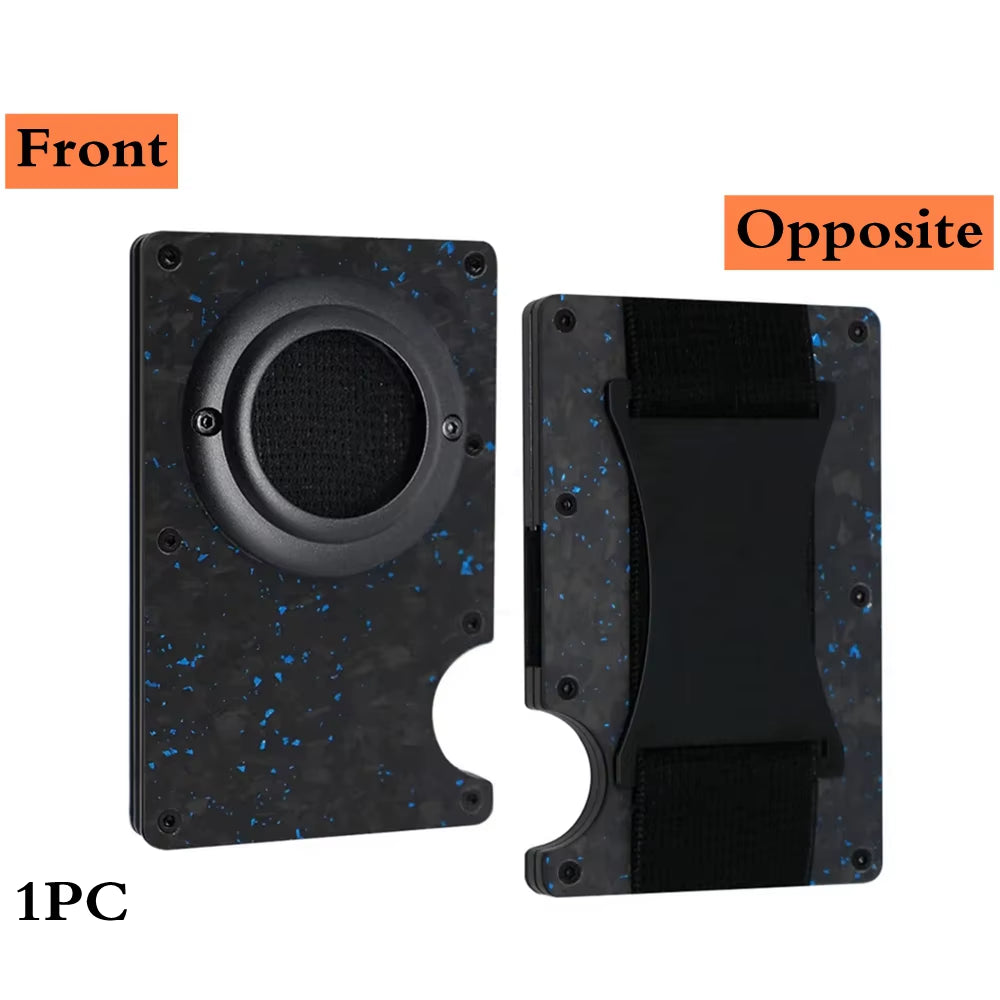 Minimalist Wallet with Airtag Holder and Money Clip - Aluminum RFID Blocking Mini Wallet with High Card Capacity