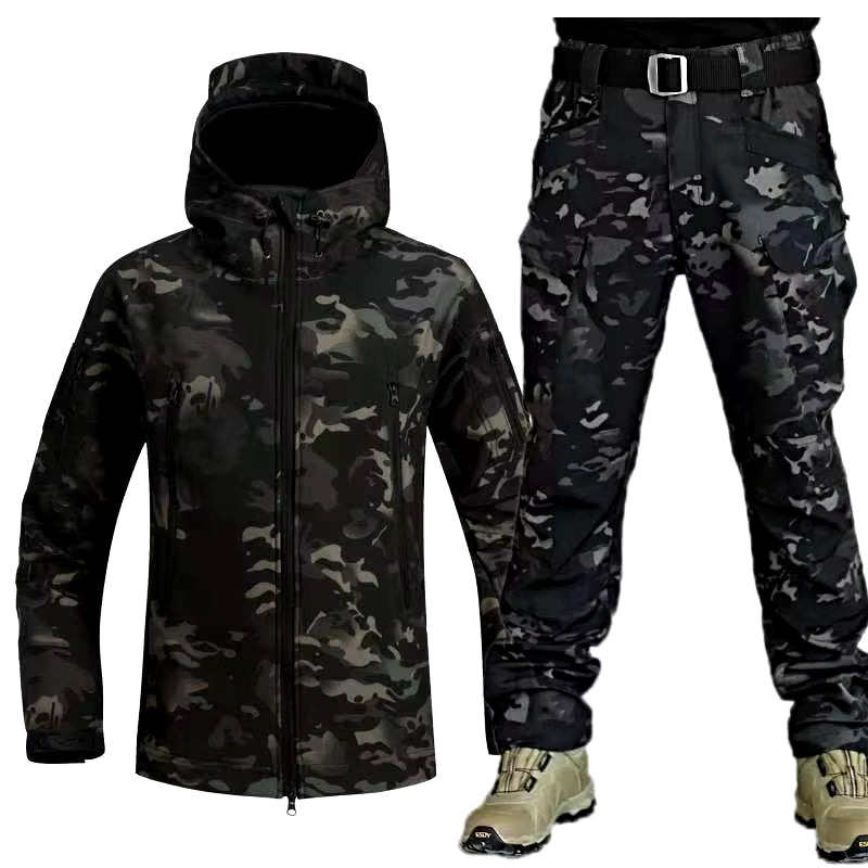 Tactical Softshell Sharkskin Clothes Outdoor Waterproof Windproof Jacket and Pants Men Camping Hiking Sport Suits 6 Colors