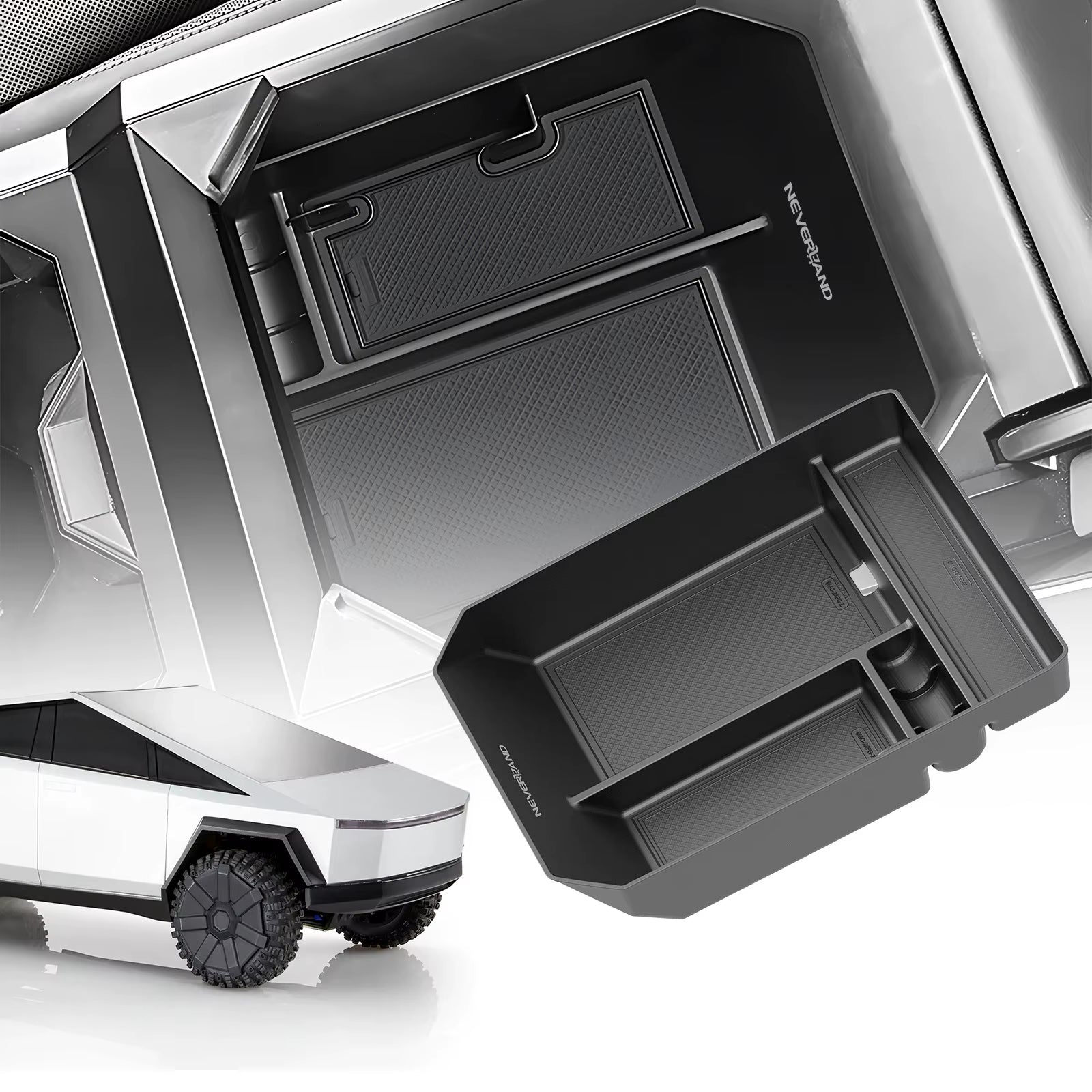 NEVERLAND Center Console Armrest Organizer, Truck Accessories, for Tesla Cybertruck Accessories, for Tesla Storage, Black