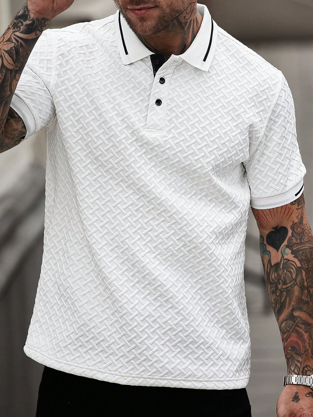 Manfinity Casualcool Men'S Striped Short Sleeve Casual/Business Polo Shirt