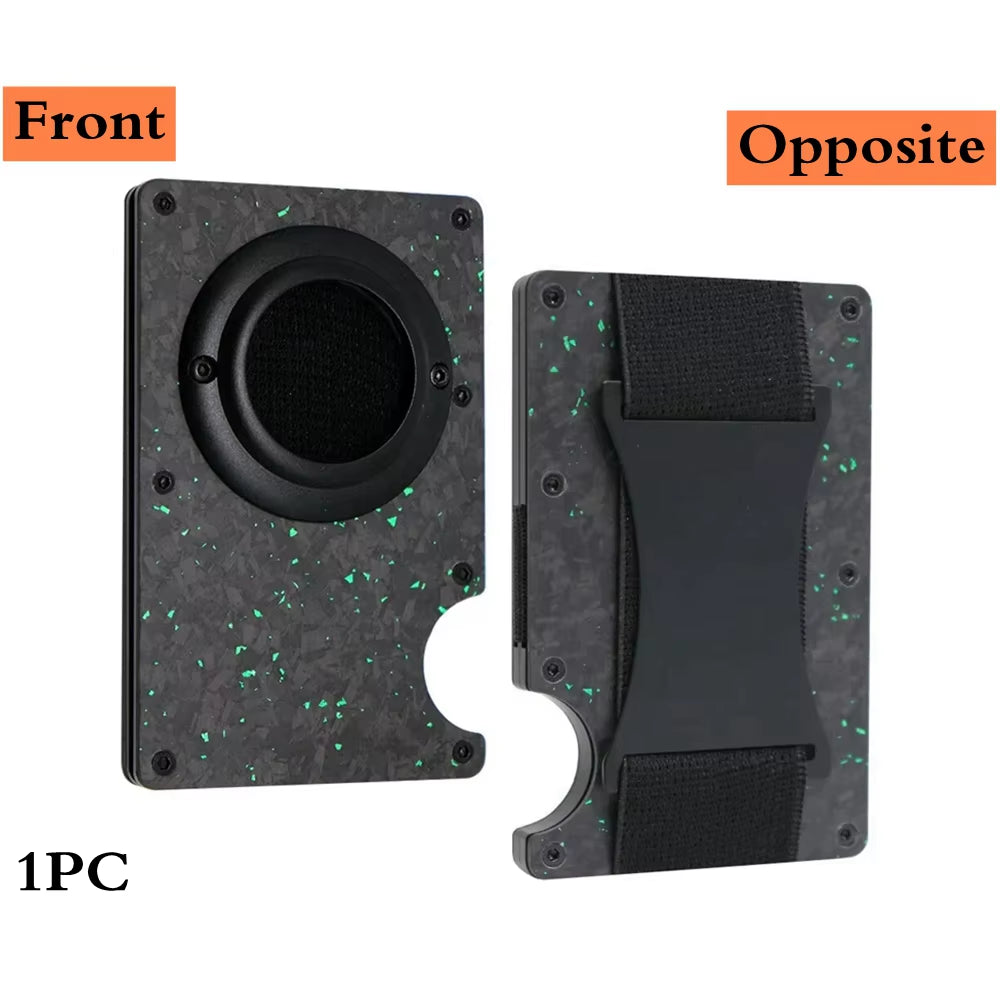 Minimalist Wallet with Airtag Holder and Money Clip - Aluminum RFID Blocking Mini Wallet with High Card Capacity