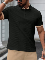 Manfinity Casualcool Men'S Summer Casual Business Polo Shirt with Contrasting Collar