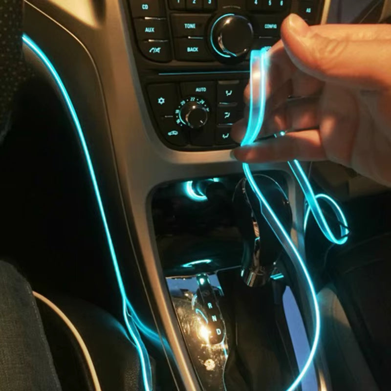 5M Car Interior Atmosphere Lighting LED Strip 5V DIY Flexible EL Cold Light Line Tube with USB Auto Decoration Ambient Lamp