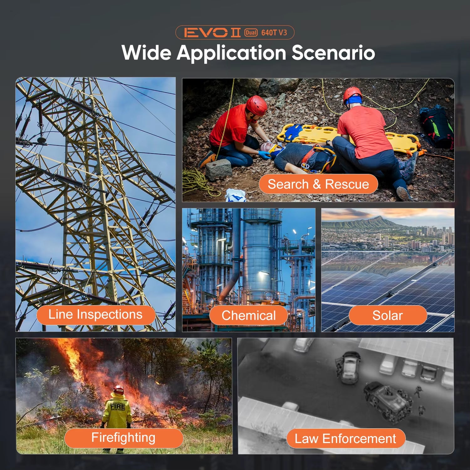 Autel Robotics EVO II Dual 640T V3 Drone Thermal Imaging Camera Drone 720° Avoidance for Hunting Fire Rescue Professional Drones