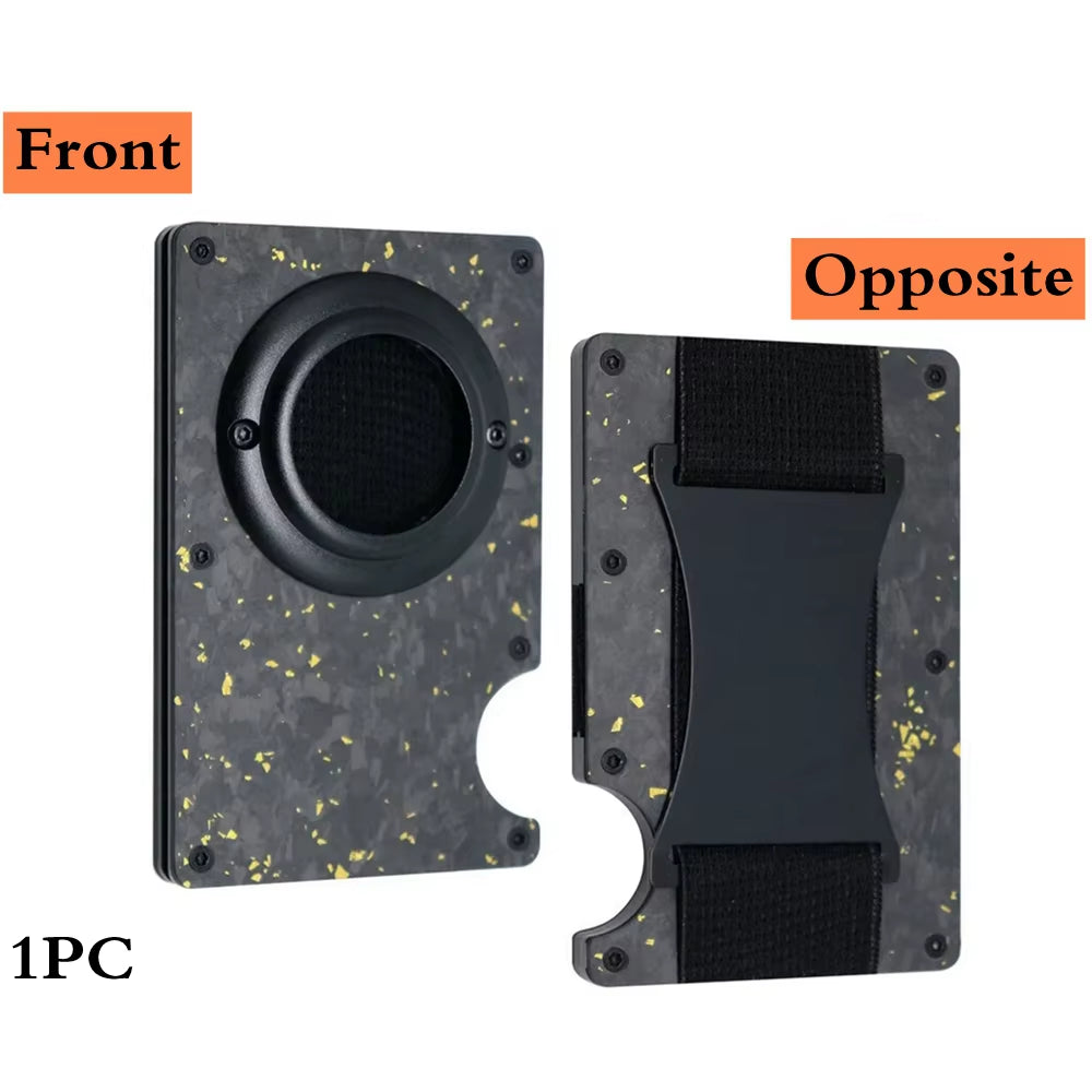 Minimalist Wallet with Airtag Holder and Money Clip - Aluminum RFID Blocking Mini Wallet with High Card Capacity