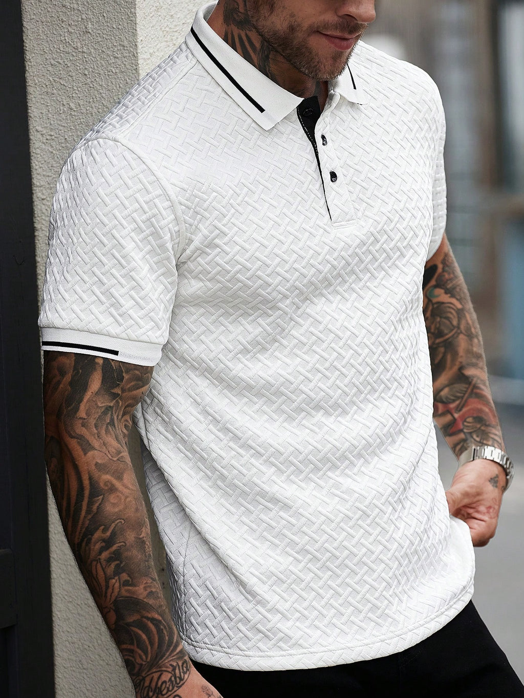 Manfinity Casualcool Men'S Striped Short Sleeve Casual/Business Polo Shirt