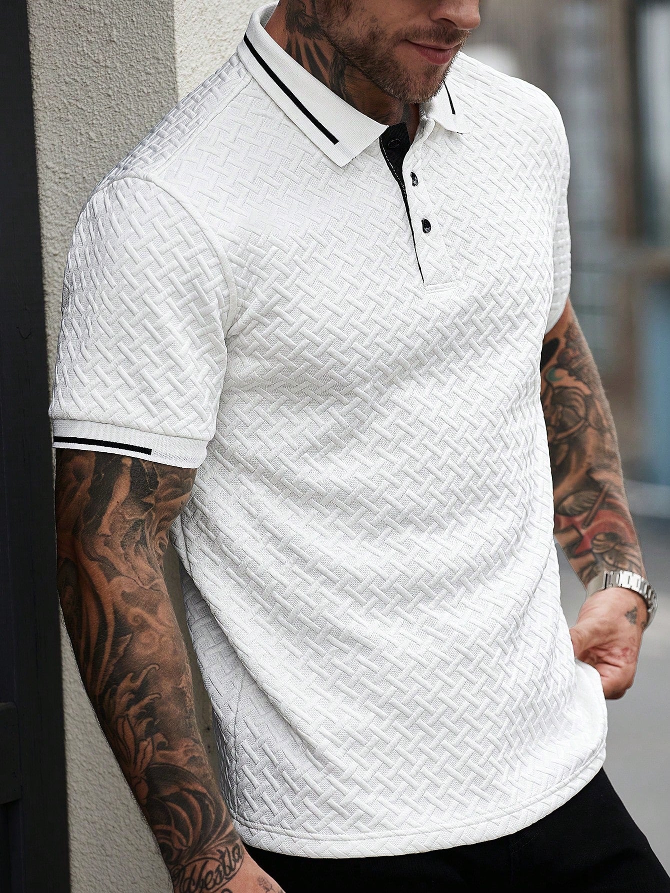 Manfinity Casualcool Men'S Striped Short Sleeve Casual/Business Polo Shirt