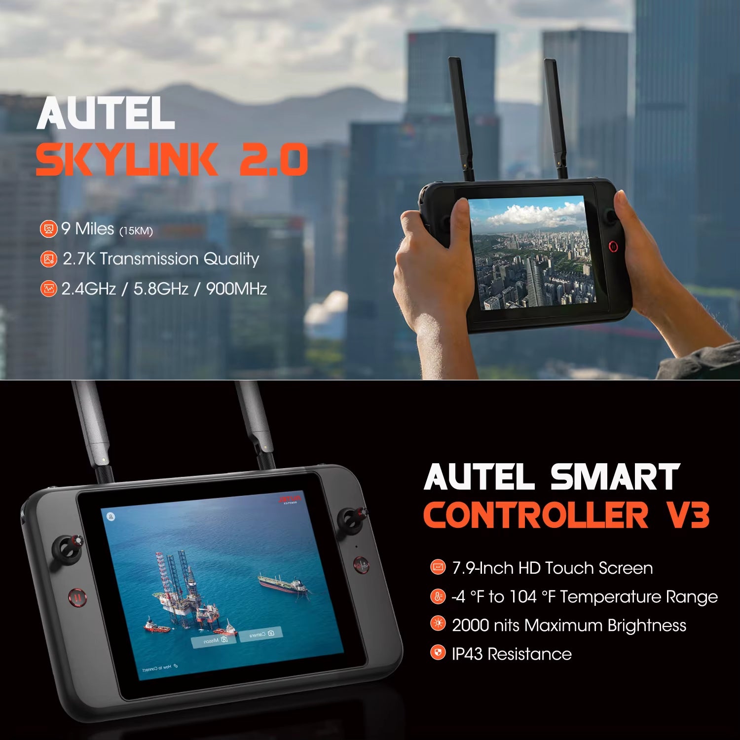 Autel Robotics EVO II Dual 640T V3 Drone Thermal Imaging Camera Drone 720° Avoidance for Hunting Fire Rescue Professional Drones