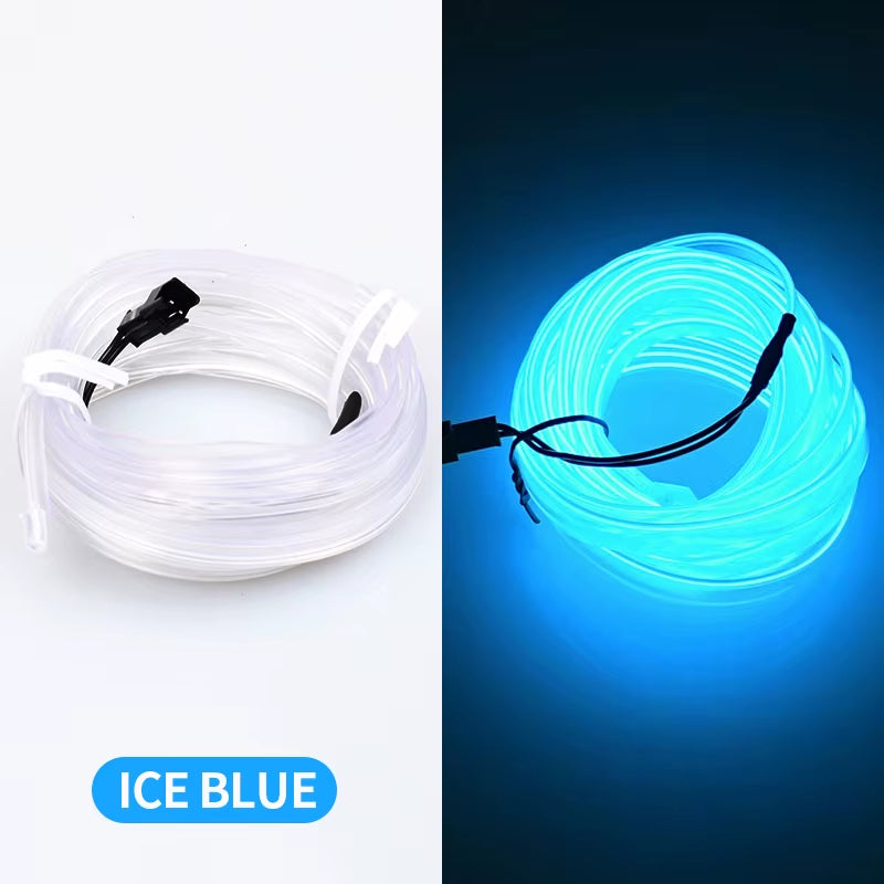 5M Car Interior Atmosphere Lighting LED Strip 5V DIY Flexible EL Cold Light Line Tube with USB Auto Decoration Ambient Lamp