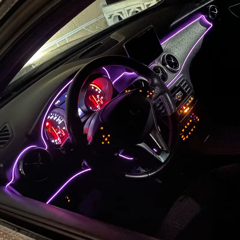 5M Car Interior Atmosphere Lighting LED Strip 5V DIY Flexible EL Cold Light Line Tube with USB Auto Decoration Ambient Lamp