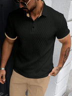 Manfinity Casualcool Men'S Summer Casual Business Polo Shirt with Contrasting Collar