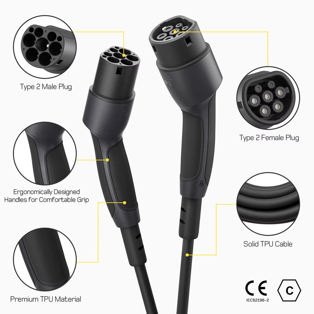 Type 2 EV Charging Cable 11Kw 16A 3Phase 22Kw 32A 7Kw 32A 1Phase 10M 20M Extra Long Cable Electric Vehicle Charging Cable