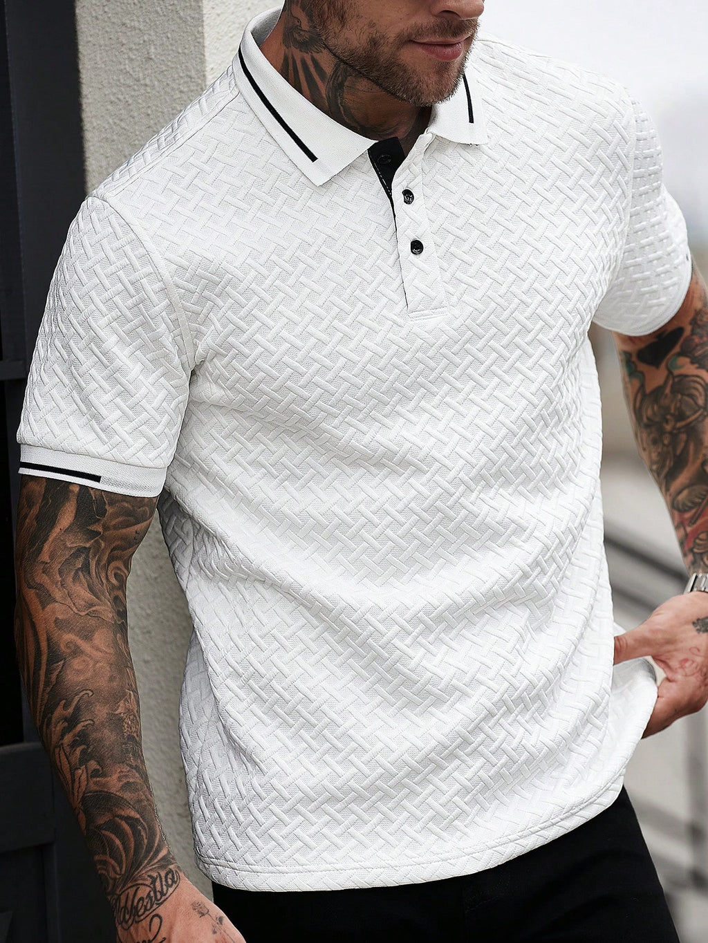 Manfinity Casualcool Men'S Striped Short Sleeve Casual/Business Polo Shirt