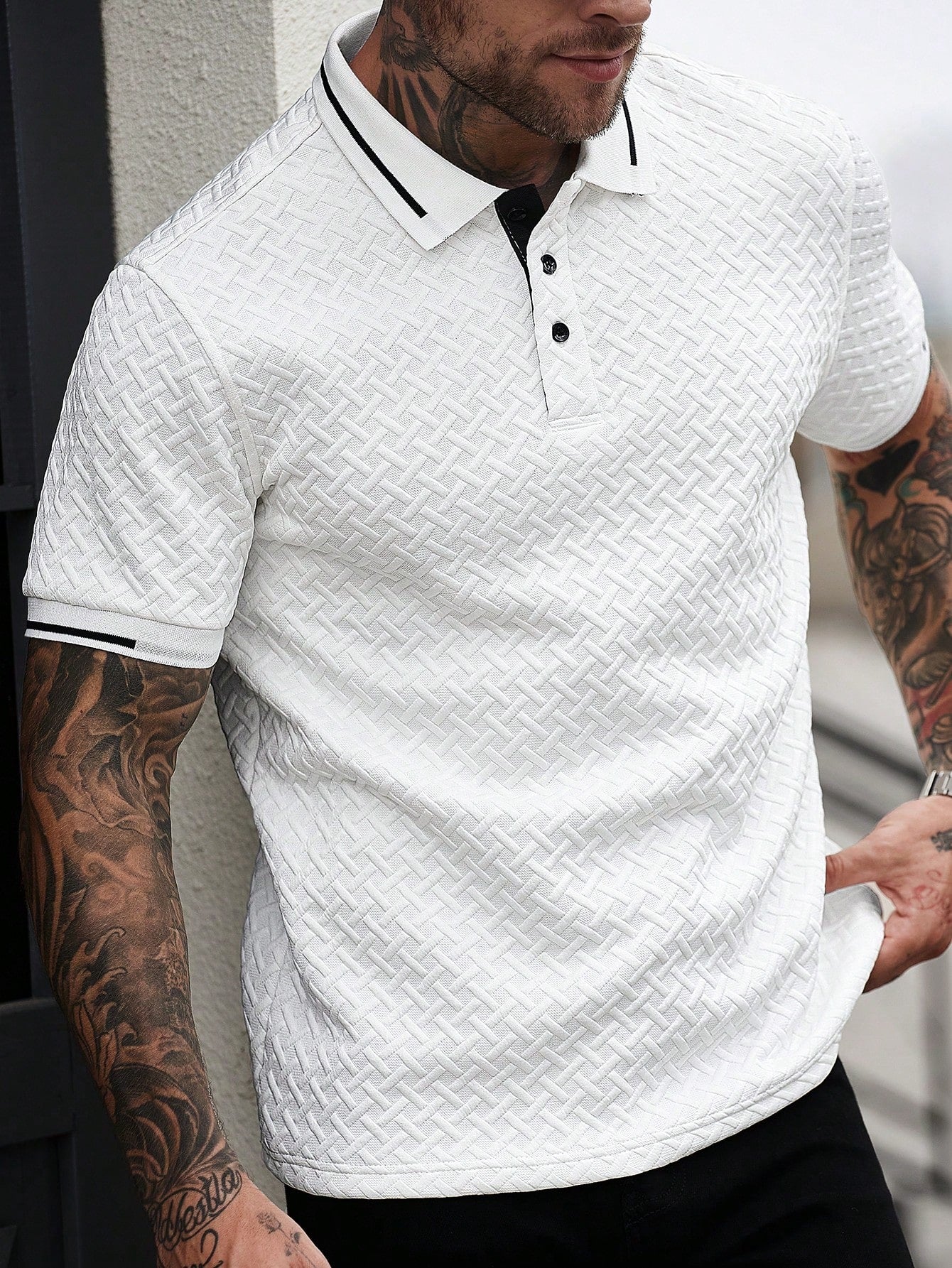 Manfinity Casualcool Men'S Striped Short Sleeve Casual/Business Polo Shirt