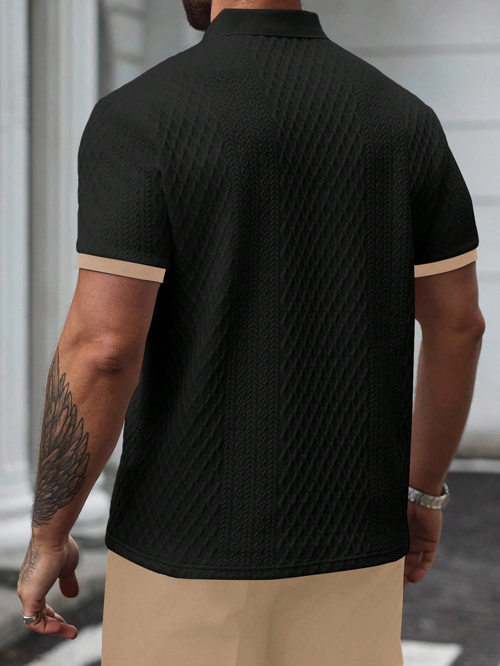 Manfinity Casualcool Men'S Summer Casual Business Polo Shirt with Contrasting Collar