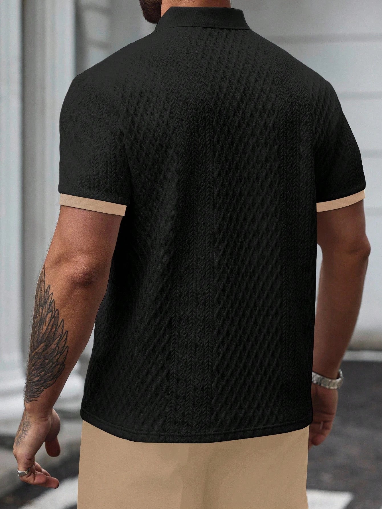 Manfinity Casualcool Men'S Summer Casual Business Polo Shirt with Contrasting Collar