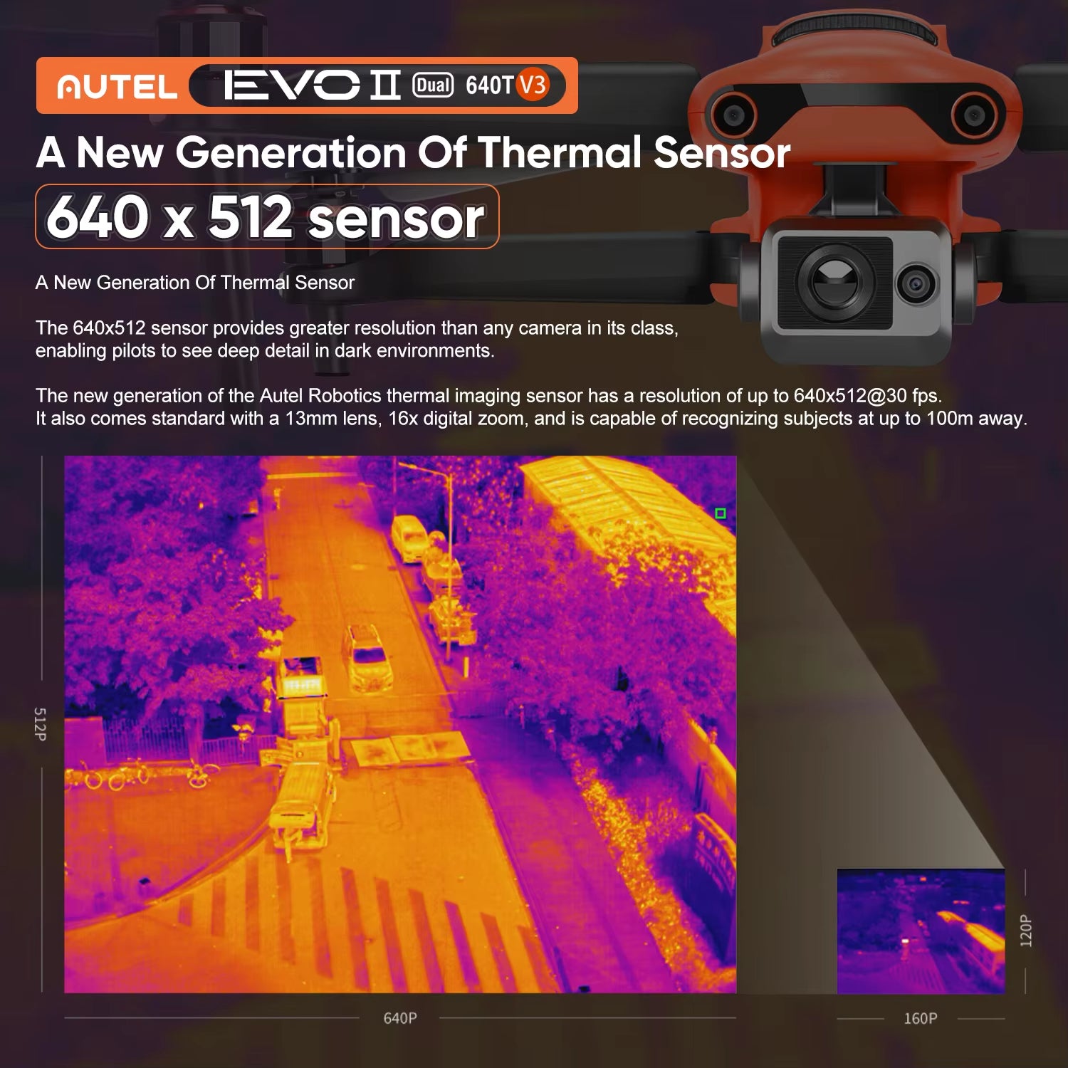 Autel Robotics EVO II Dual 640T V3 Drone Thermal Imaging Camera Drone 720° Avoidance for Hunting Fire Rescue Professional Drones
