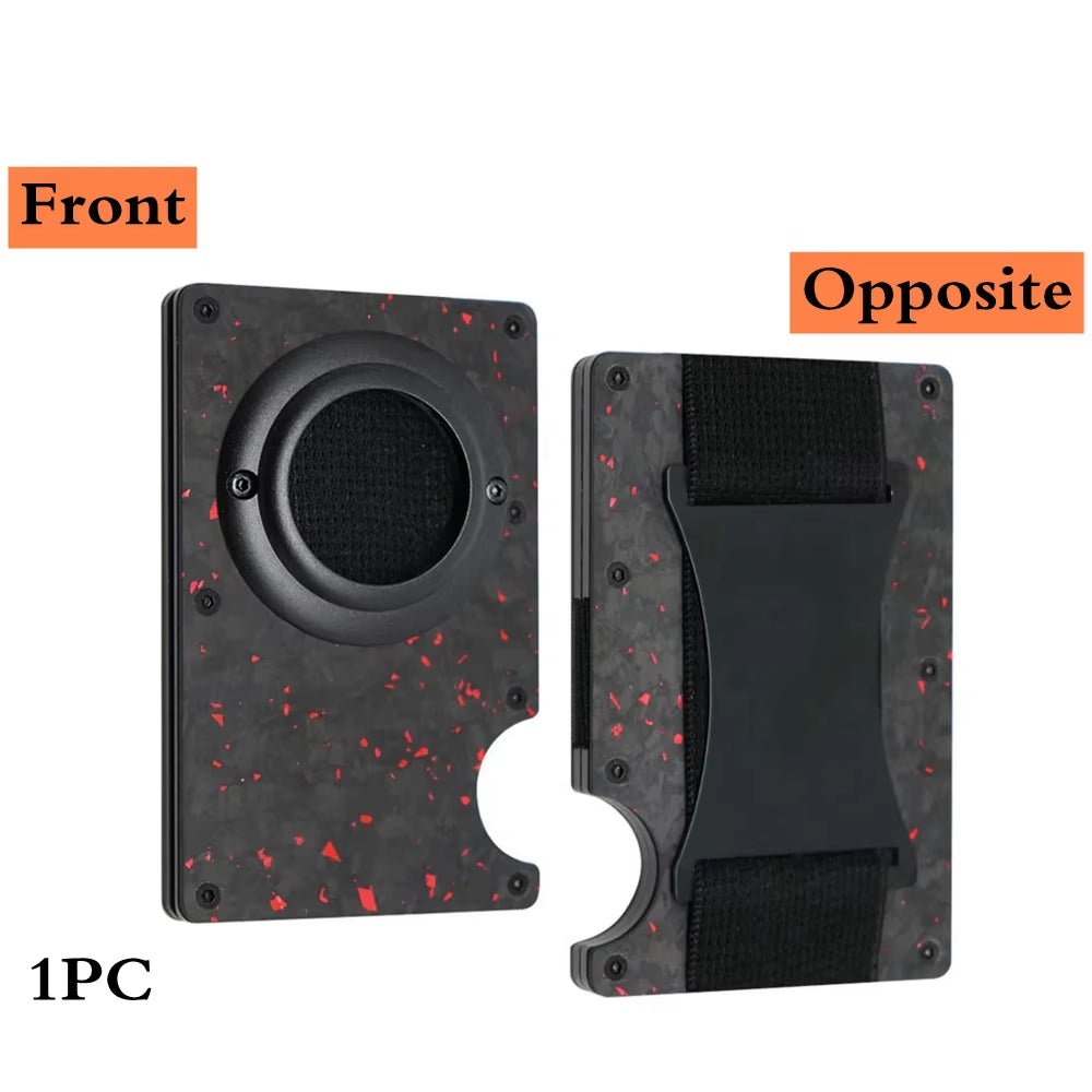 Minimalist Wallet with Airtag Holder and Money Clip - Aluminum RFID Blocking Mini Wallet with High Card Capacity