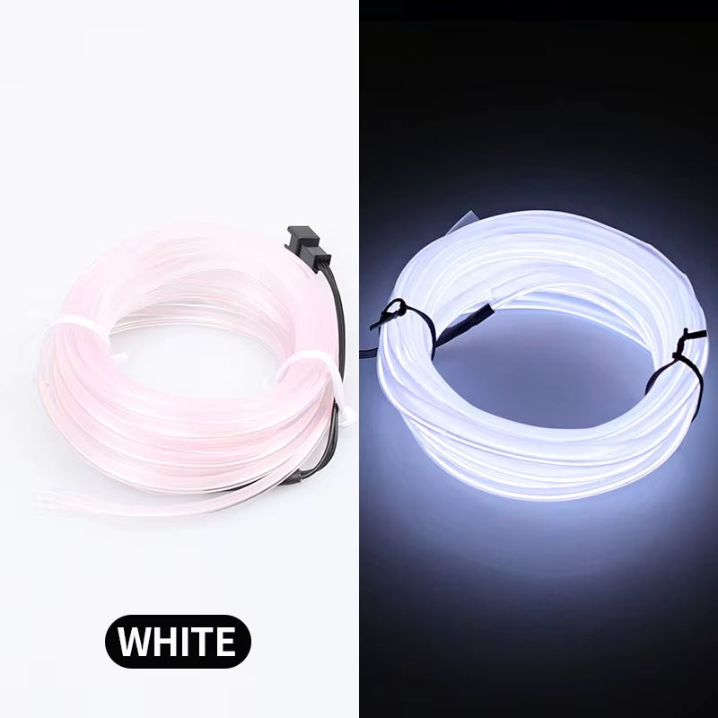 5M Car Interior Atmosphere Lighting LED Strip 5V DIY Flexible EL Cold Light Line Tube with USB Auto Decoration Ambient Lamp